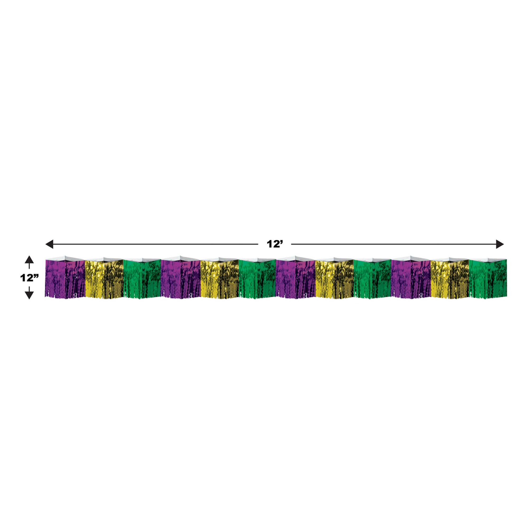 Beistle 12" x 12ft. Mardi Gras 2-Ply Diamond Metallic Fringe Drape